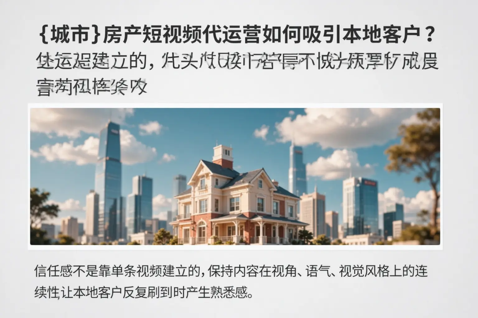 无锡房产短视频代运营如何吸引本地客户?