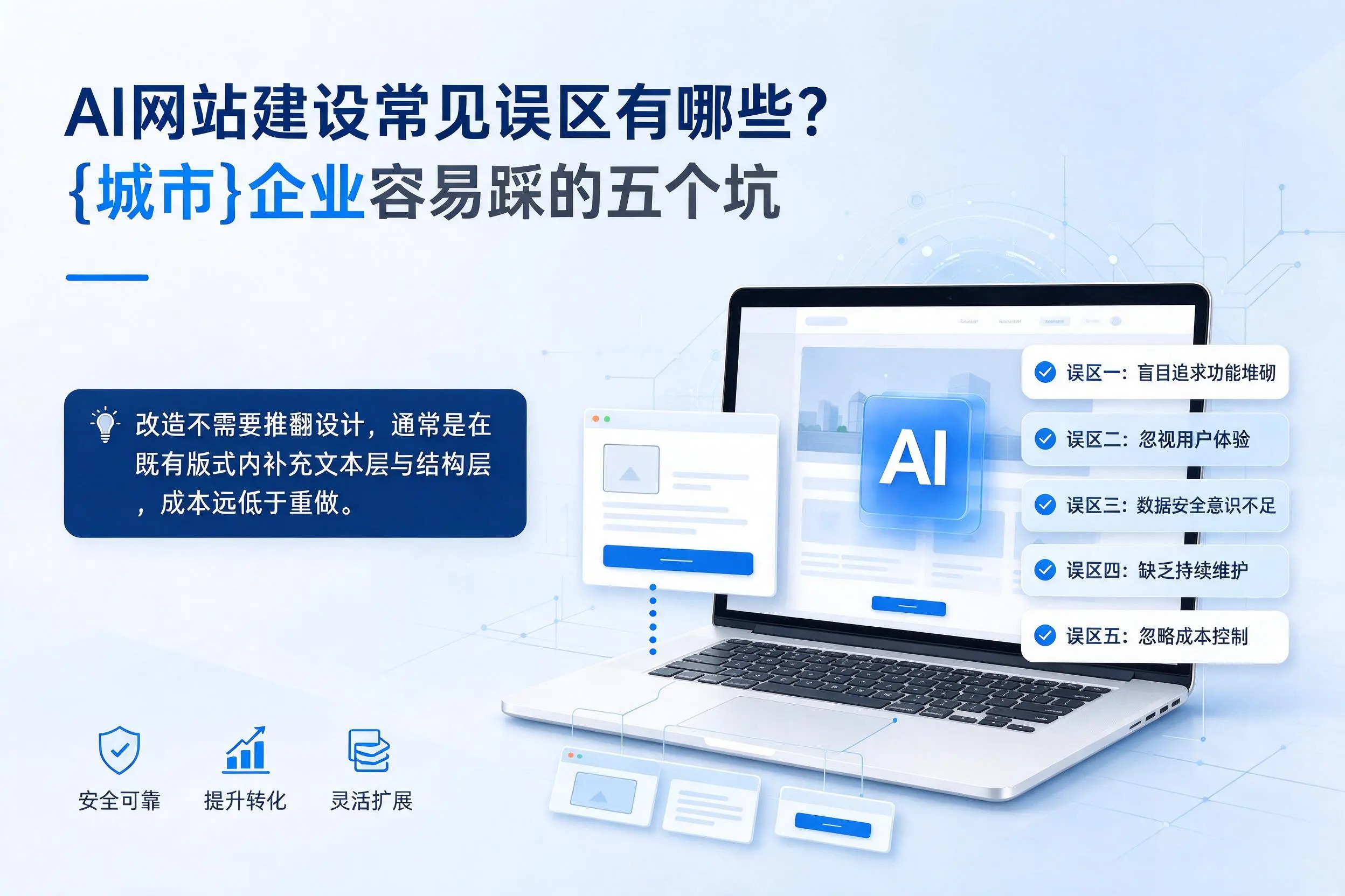 AI网站建设常见误区有哪些？无锡企业容易踩的五个坑