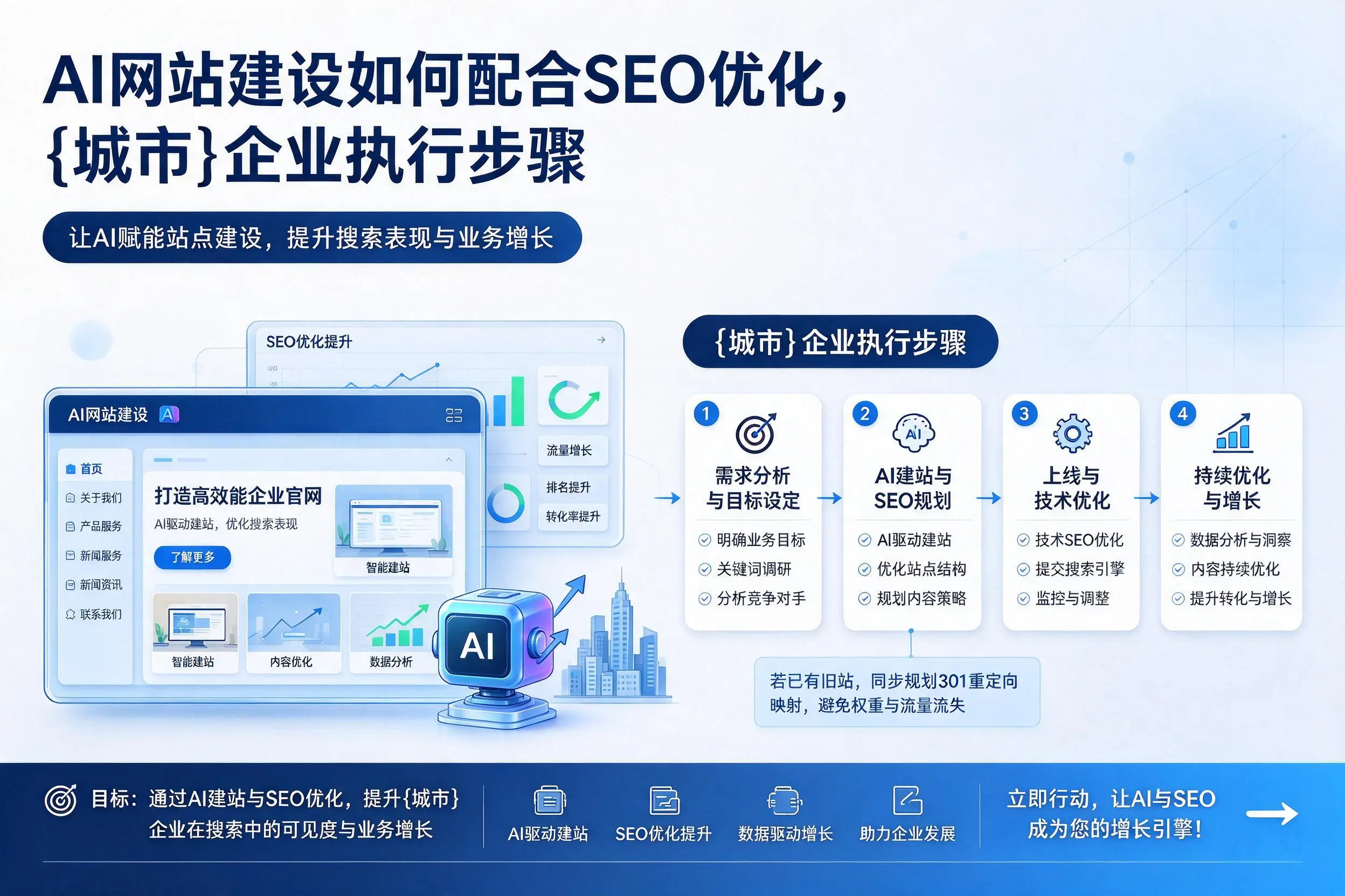 AI网站建设如何配合SEO优化，无锡企业执行步骤