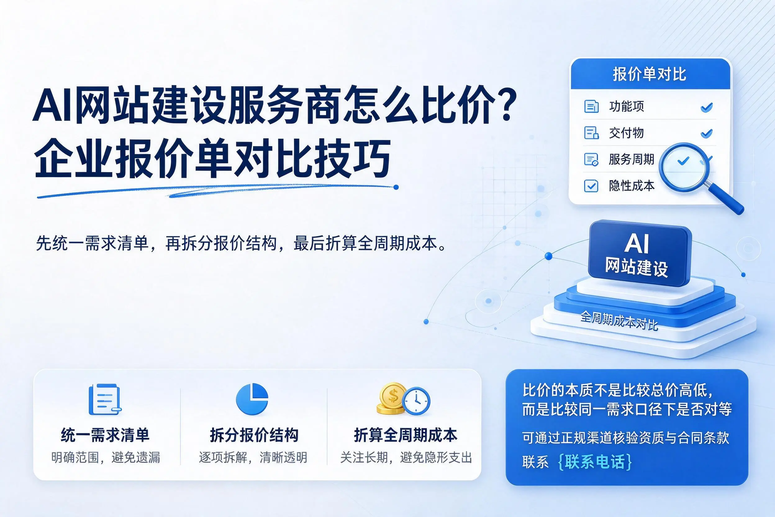AI网站建设服务商怎么比价?无锡企业报价单对比技巧
