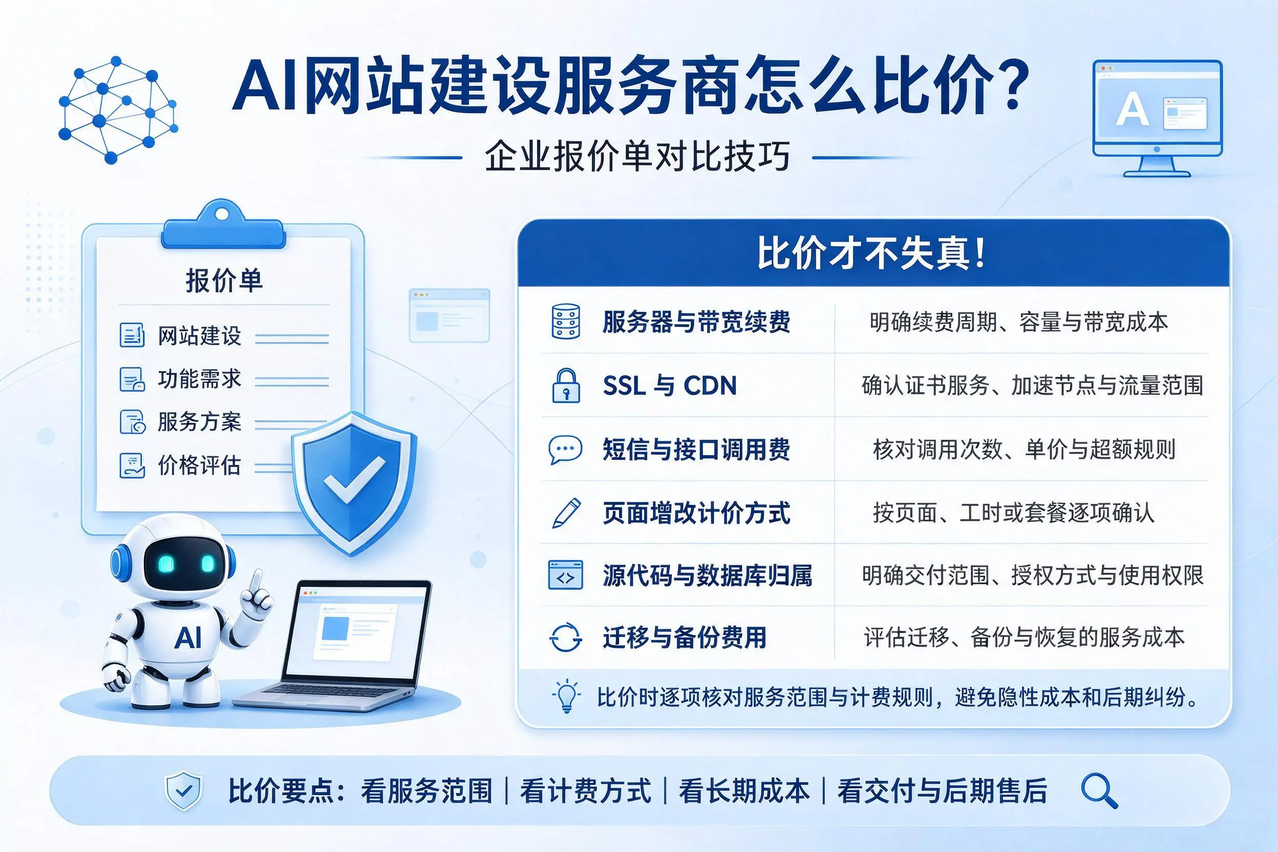AI网站建设服务商怎么比价?无锡企业报价单对比技巧